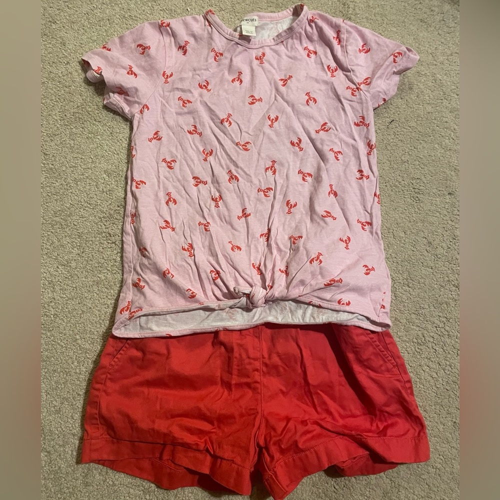 Pink Lobster T-shirt with Red Shorts